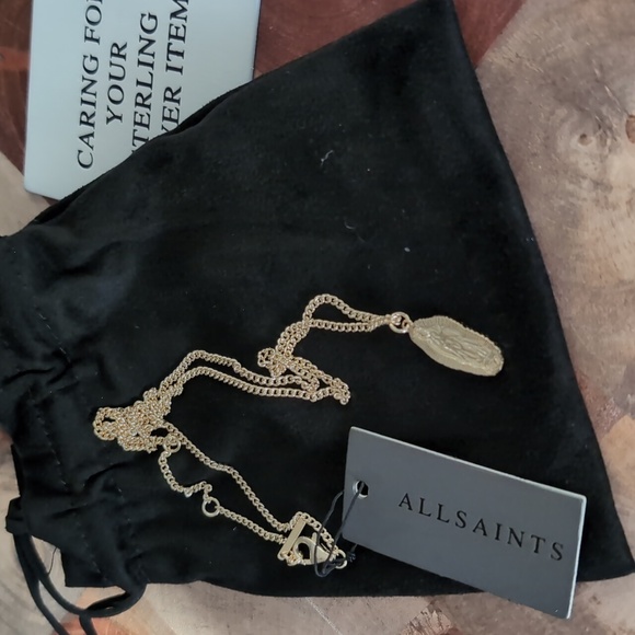All Saints Other - All Saints Saint Engraved Chain Necklace Pendant With All Saints Dust Bag Nwt❤️